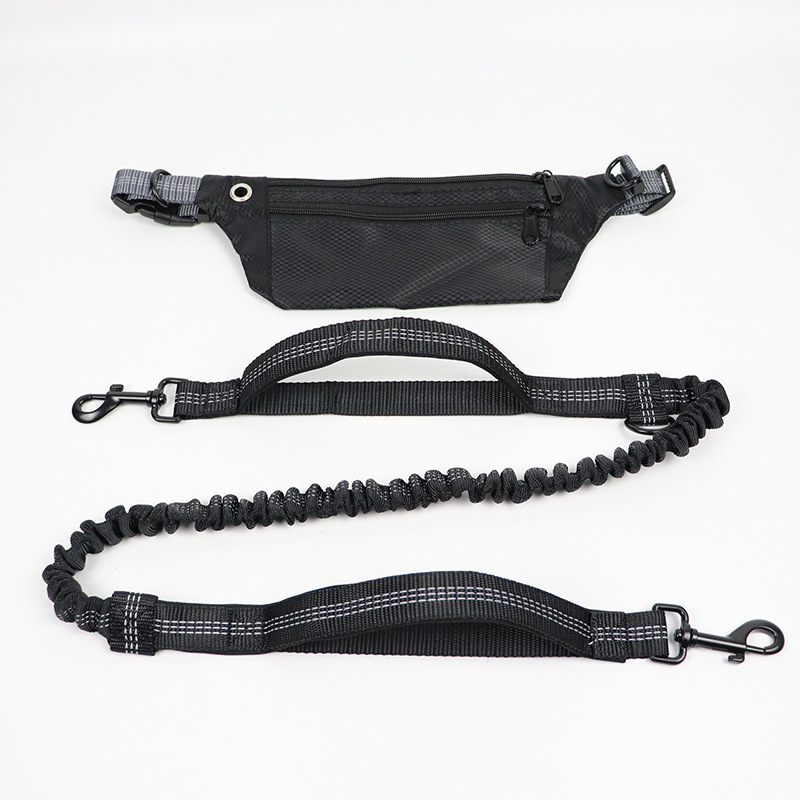 Pet Waist Bag With Exercise Leash - Pet Waist Bag With Exercise Leash Black Upgraded Foam Handle GG4213