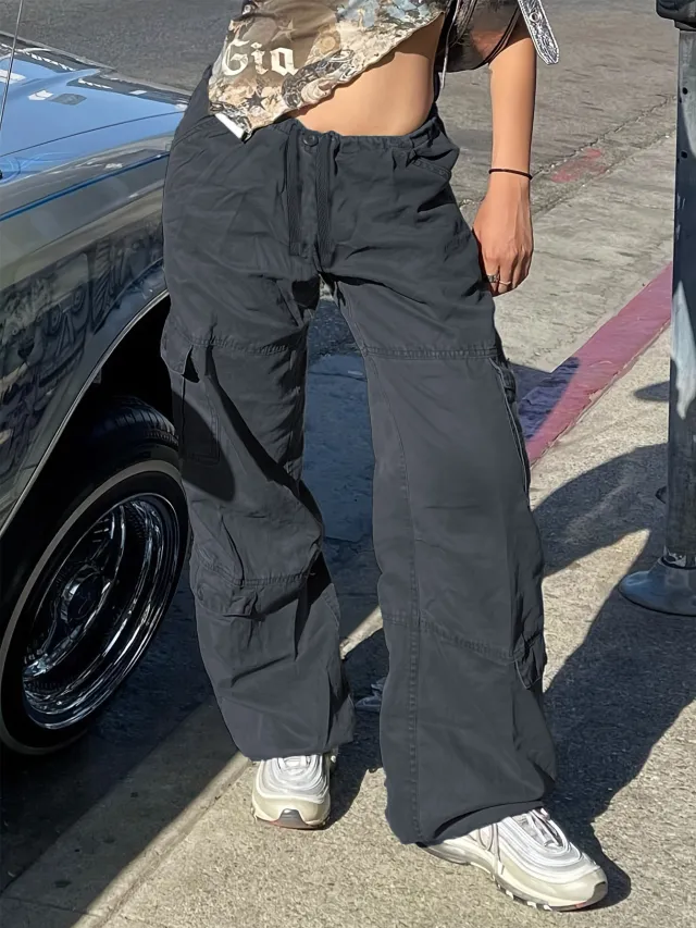 European And American Street Style Overalls Loose Jeans Dark Gray - Shop at LoveMi