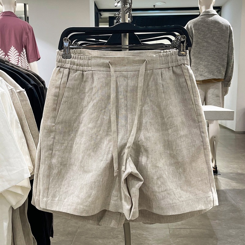 Elastic-waist Casual Loose-fit Linen Shorts