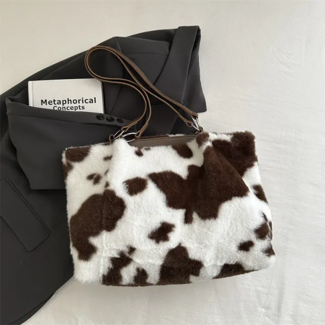 Large Capacity Fur Shoulder Tote Bag Brown - Shop at LoveMi