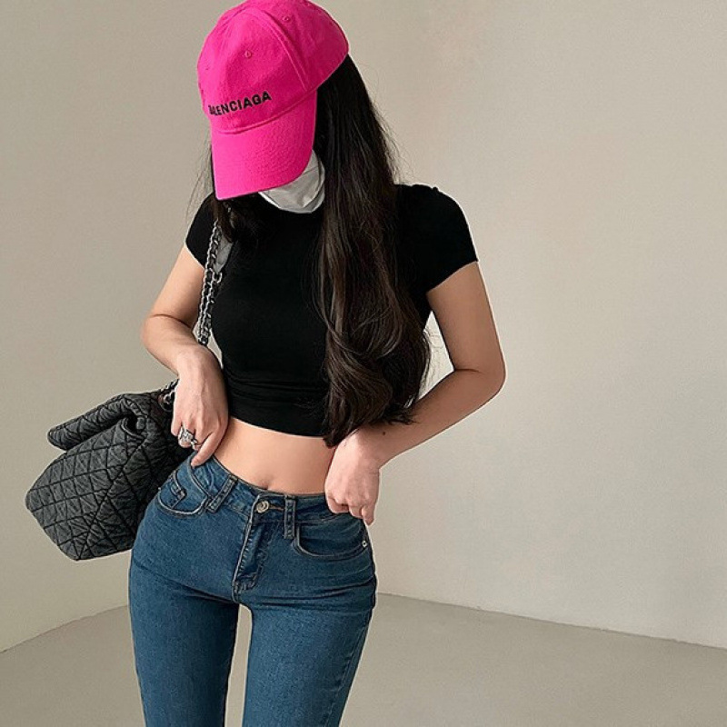 Hot Girl Solid Color Half T-shirt Women's Summer Inner Wear