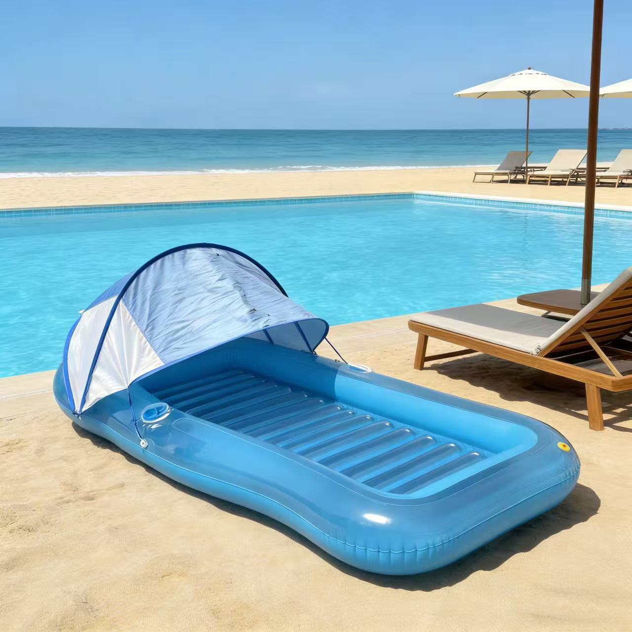 Inflatable Maple Leaf Floating Bed Swimming Ring Backrest Float Raft 11