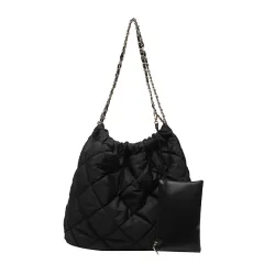 Rhombus Large Capacity Totes Fashion Women - Black - View 1