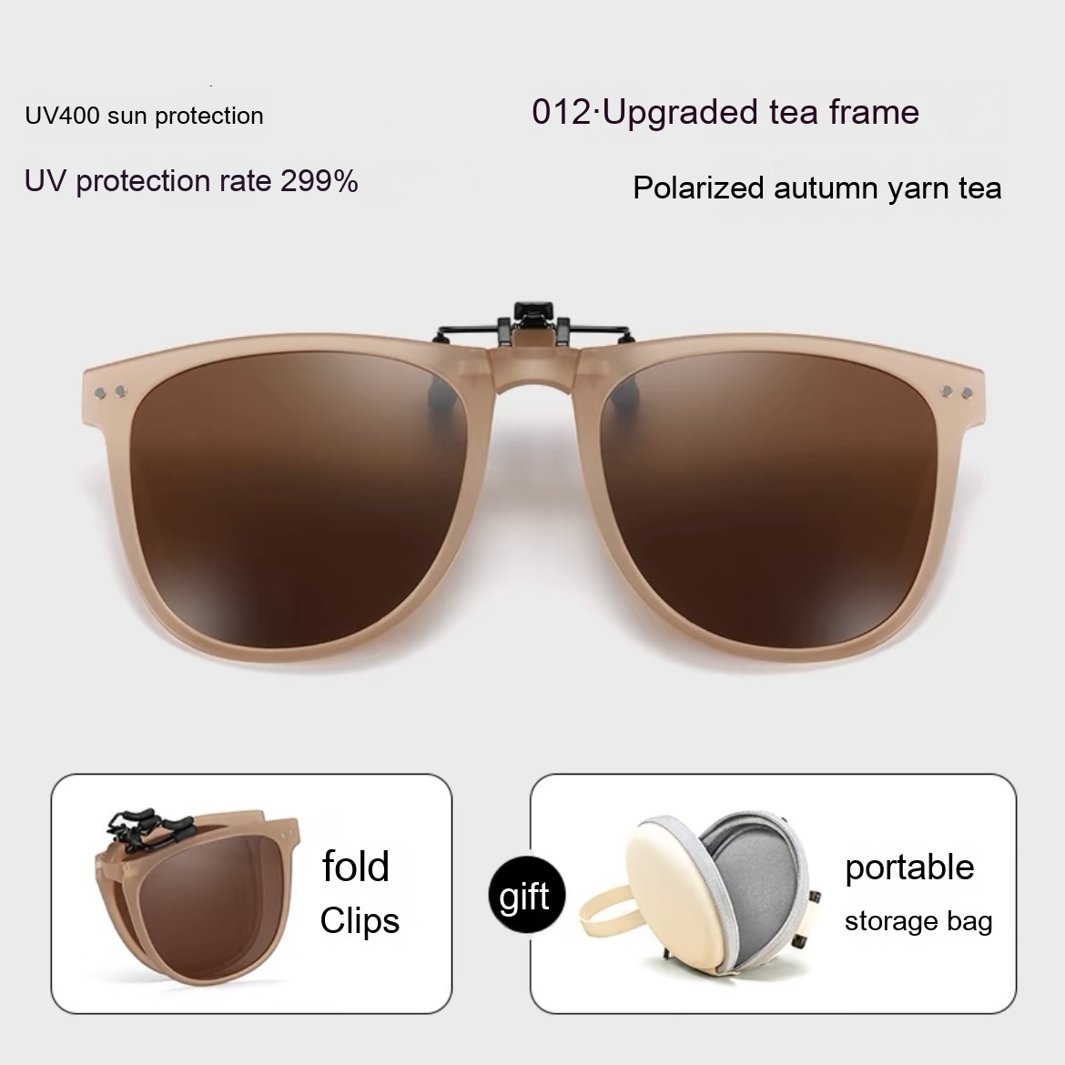 Foldable Polarized Sunglasses Clip Sun Protection UV Protection - Image 4