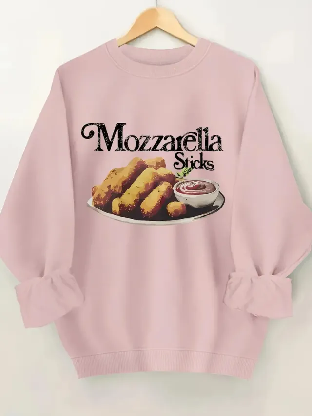 Women's Printed Casual All match Round Neck Sweater Pink - Shop at LoveMi