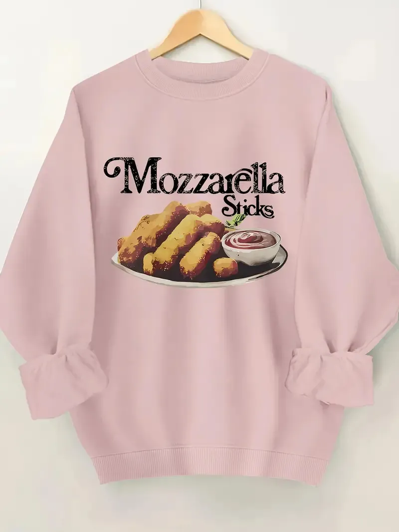 Women's Printed Casual All-match Round Neck Sweater - Pink