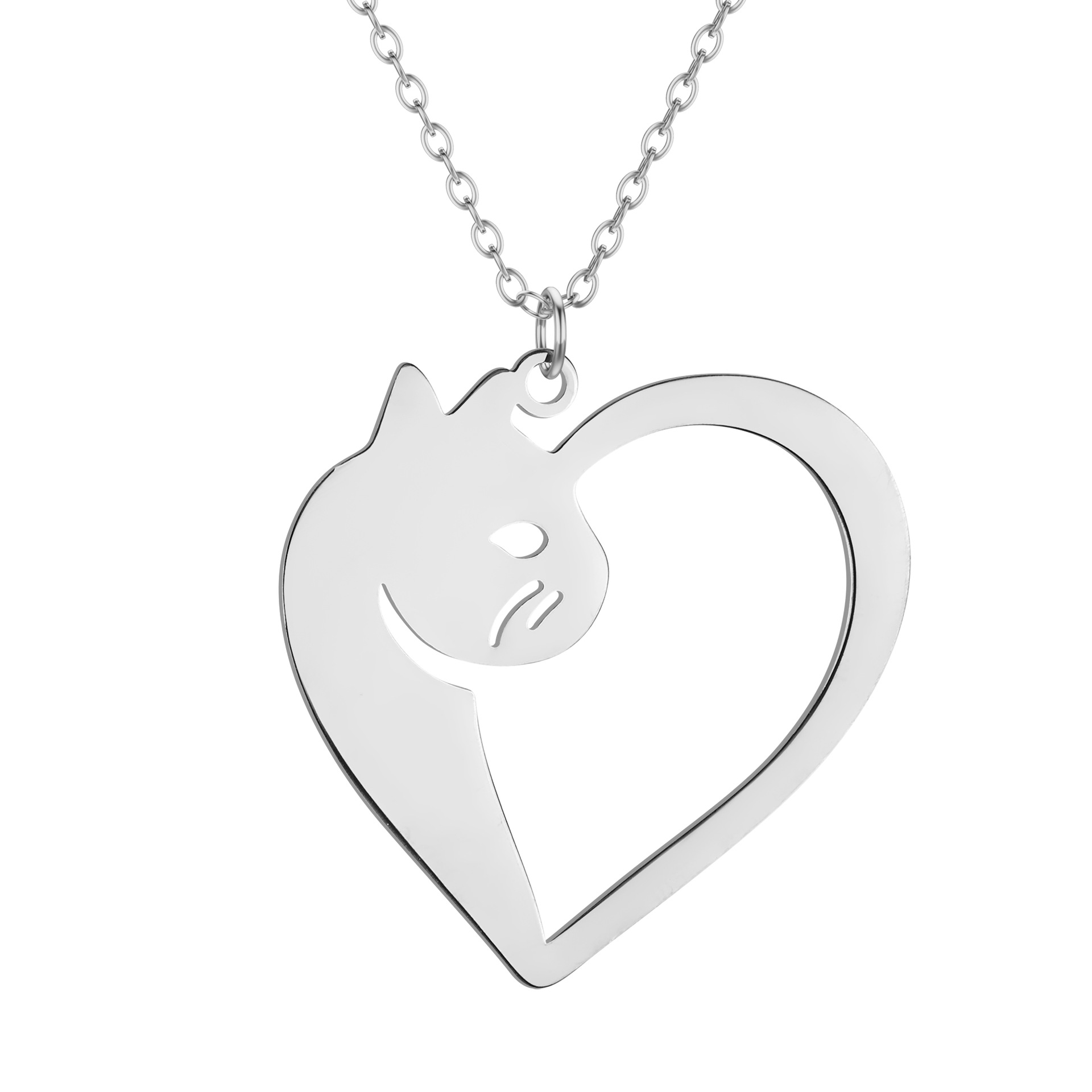 Women's Stainless Steel Hollow Cat Pendant Necklace
