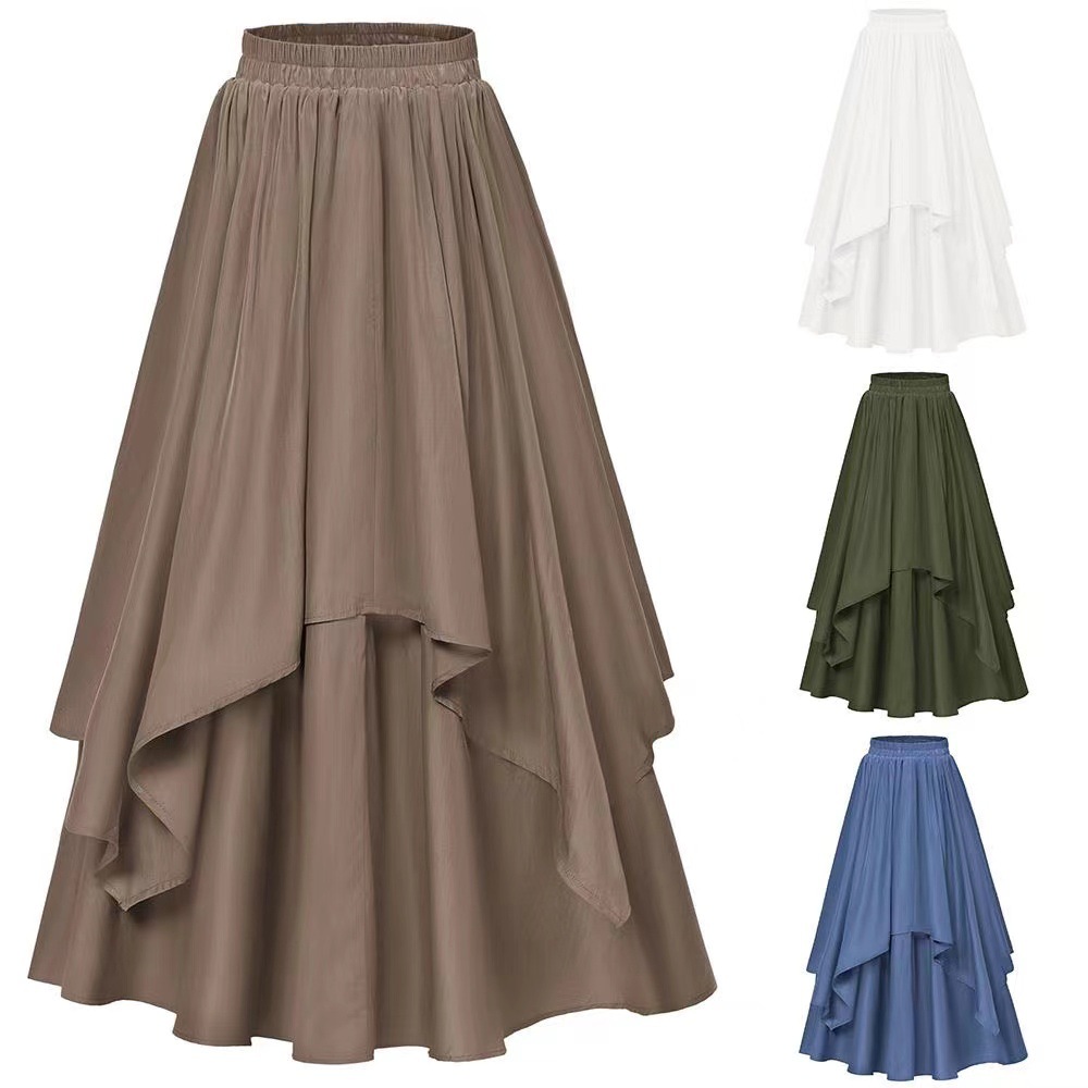 Irregular Mid-length Skirt With An Elastic Waist