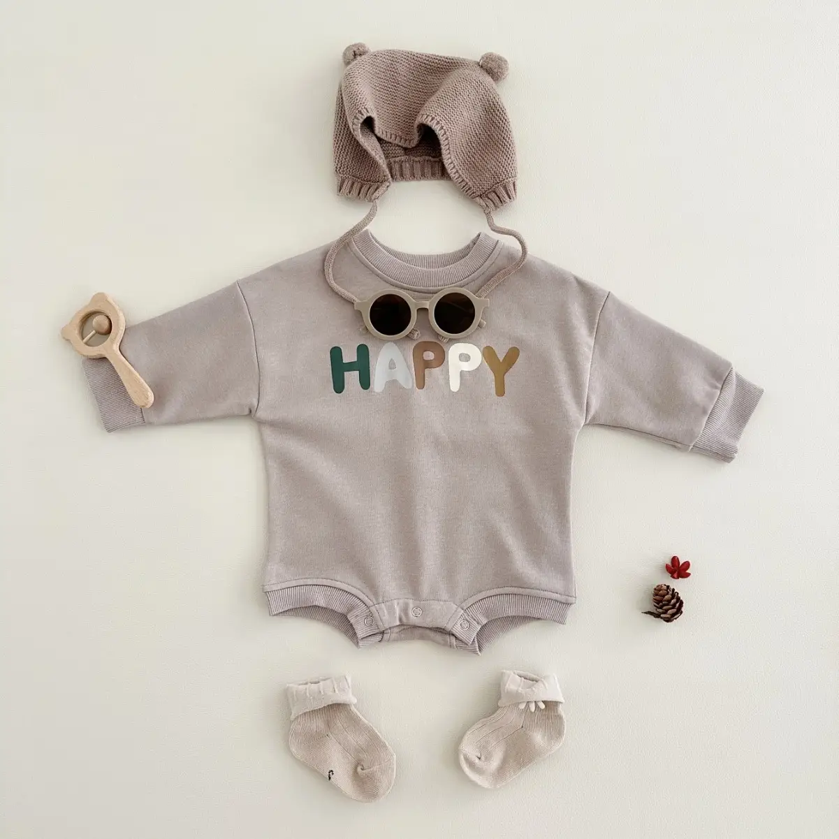 Christmas Tree Letter Print Long Sleeve Thin Baby Triangle Jumpsuit