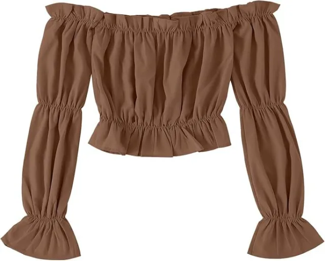 Women's Crop Top With Tube Neckline Brown - Shop at LoveMi