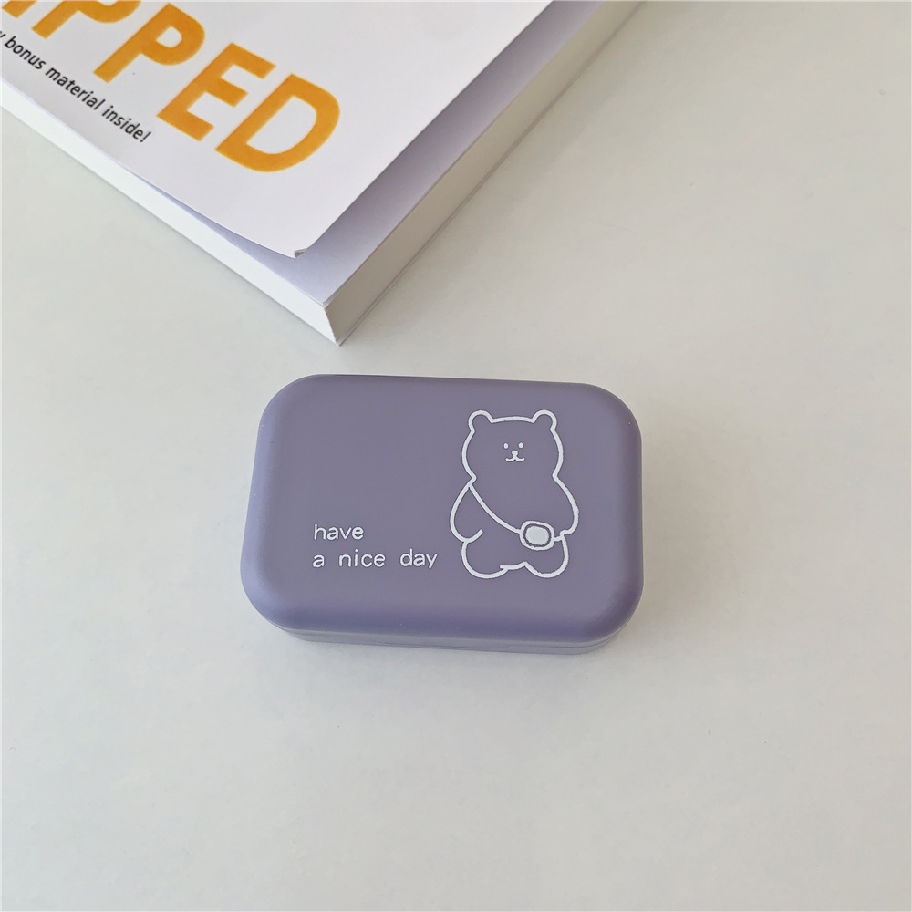 Personalized Backpack Little Bear Cosmetic Contact Lens Dual-Compartment Case 5