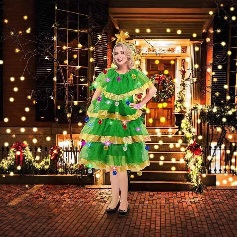 Green Clothing Performance Costumes Christmas Tree