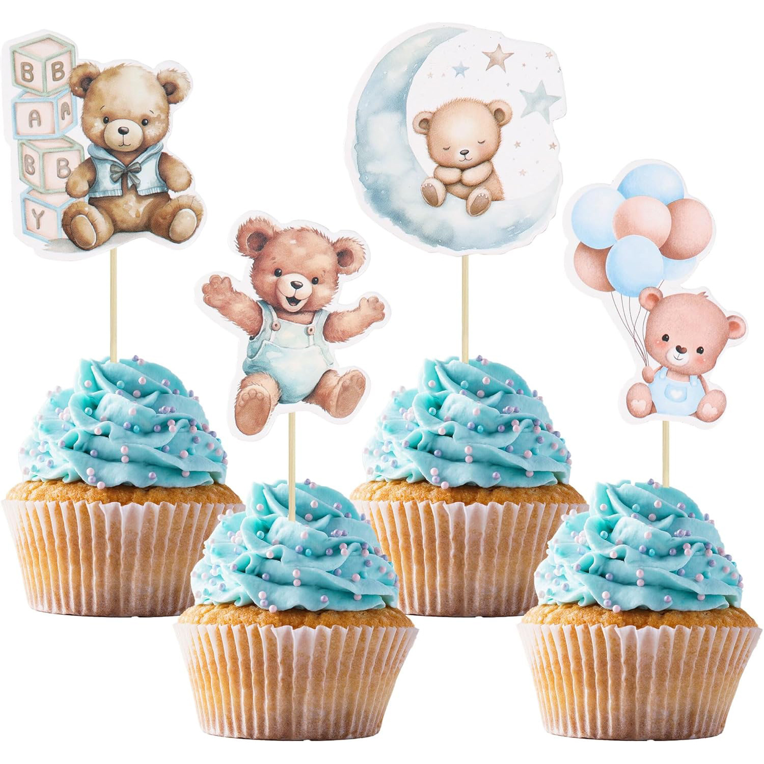 Baby Bear Birthday Cake Decoration Card Inserts