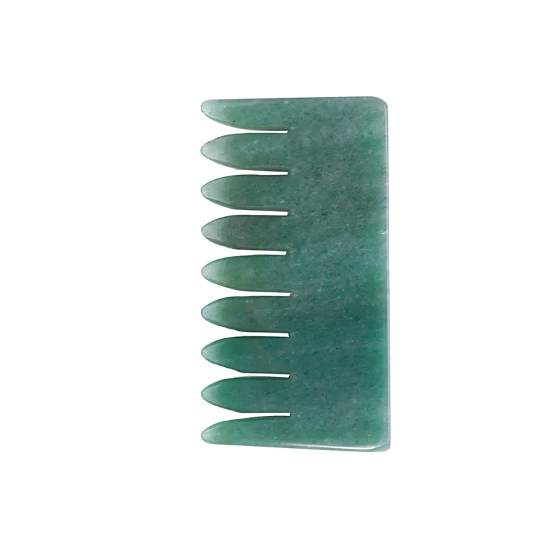 Jade Comb Crystal Head Massage Comb Meridian Comb - Green Aventurine