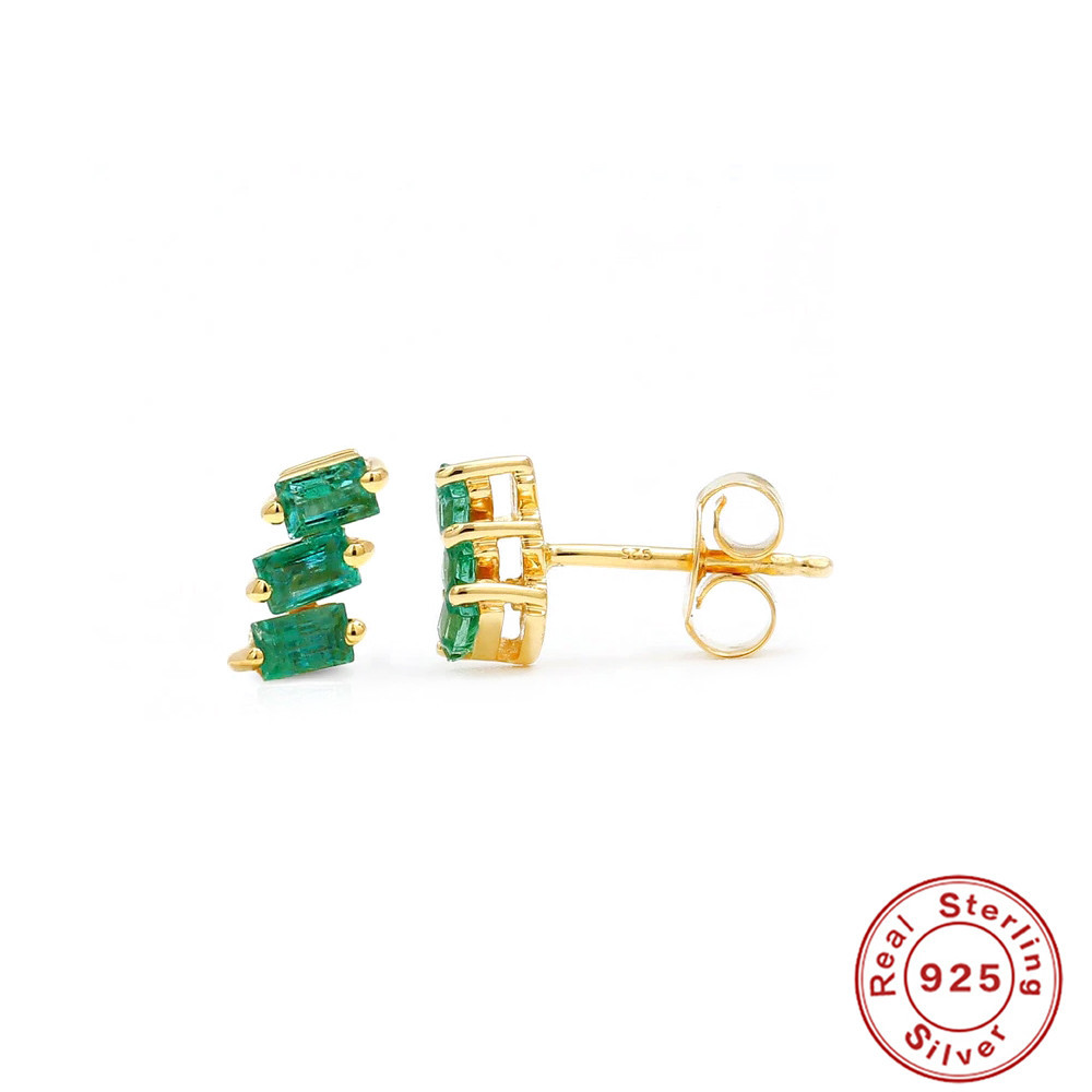 Rectangular Zircon Fashion Stud Earrings