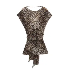 Women's Fashion Bowknot Animal Print Top - Leopard Print - View 1