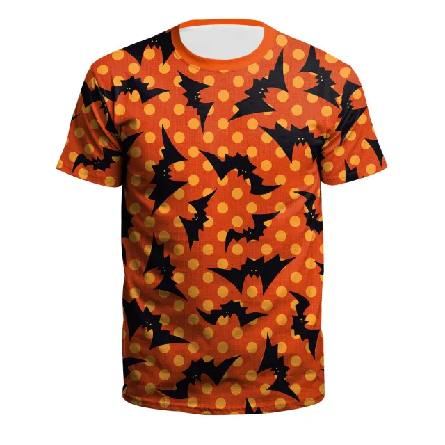 Women's Horror Pumpkin Skeleton Digital Printed Round Neck Short Sleeve B395 1047 L - Shop at LoveMi