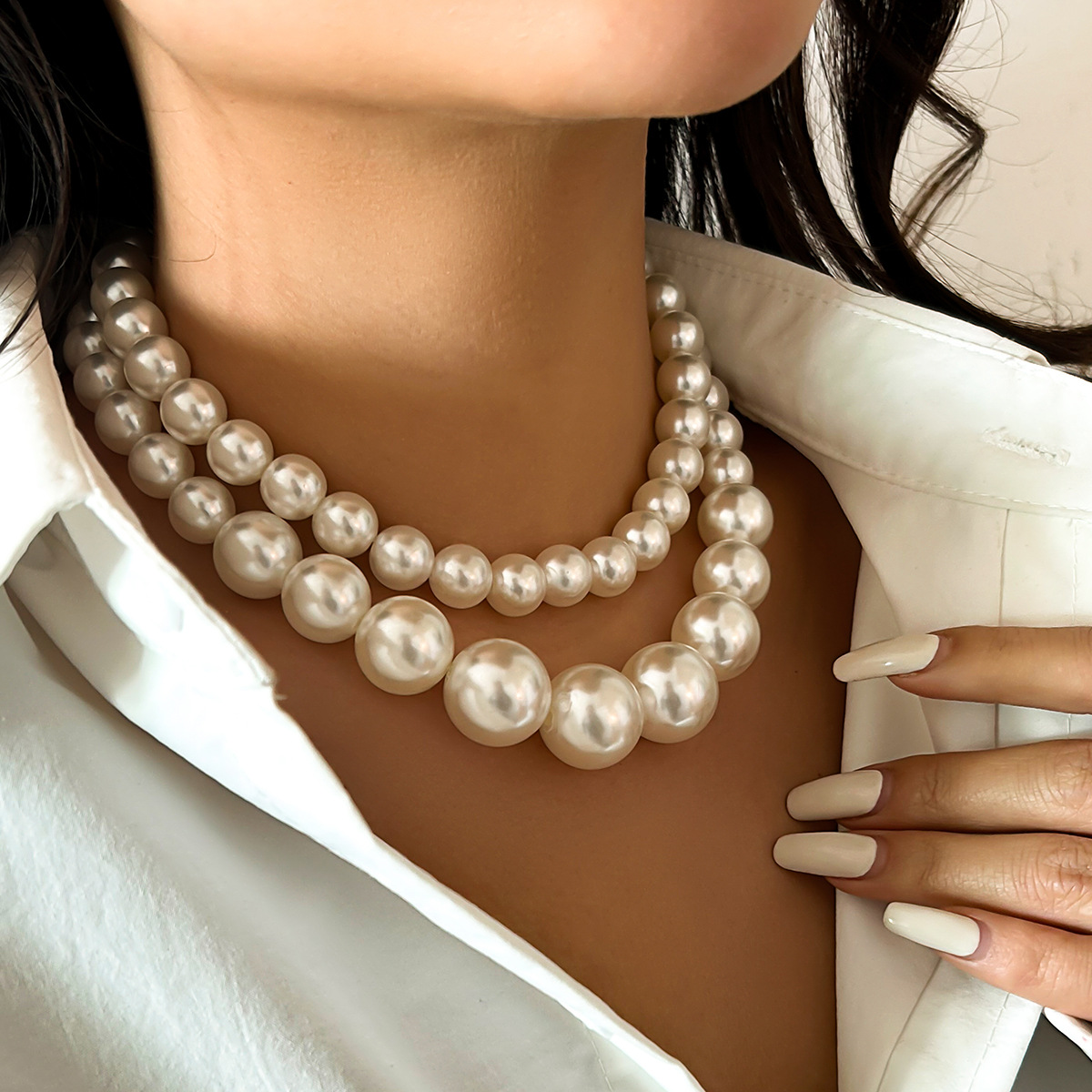 Multi-layer Pearl Popular Temperament Twin Necklace