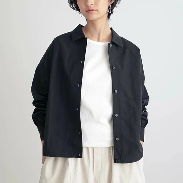 Japanese Style Solid Color Cardigan Shirt Women Black - Shop at LoveMi