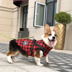 Autumn And Winter Clothing Warm Pet Clothing Waterproof Reflective Tape Chest Back Dog Cotton - Plaid - View 1