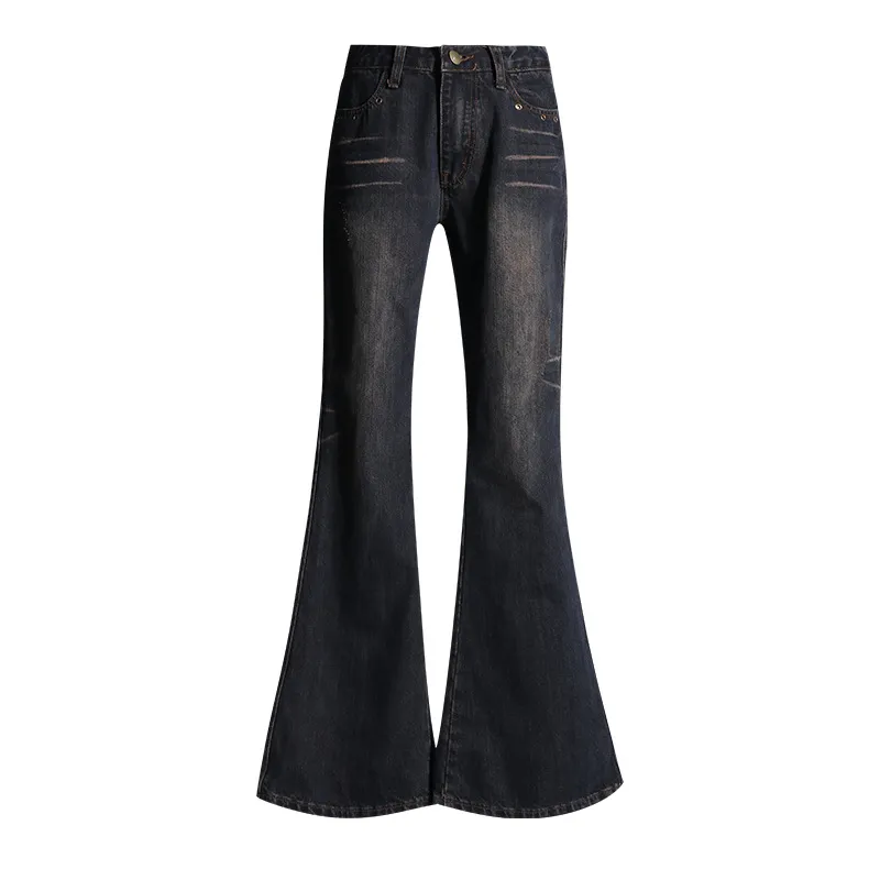 Fashionable American Retro Mop Jeans For Women - Gray