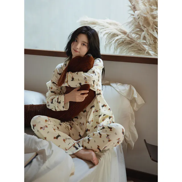 Pure Cotton Cartoon Printed Long sleeved Can Be Outerwear Homewear Suit Pajamas Suit - Shop at LoveMi