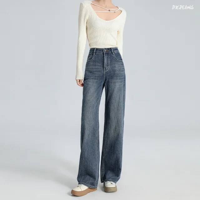 High Waist Cat Beard Heavy Industry Red Ear Straight Mopping Pants Mint Blue Gray - Shop at LoveMi