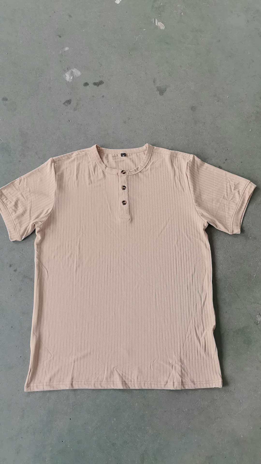 Summer New Men's Henley-Neck Ribbed T-Shirt