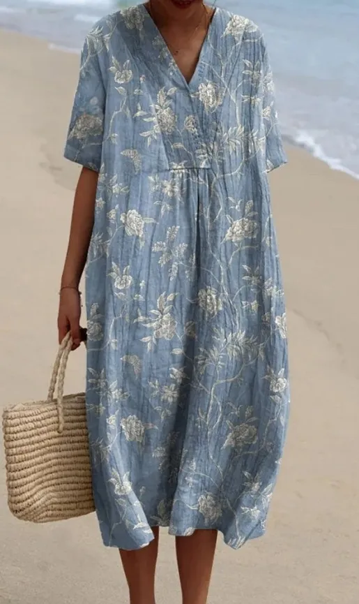 Cross border Independent Station Shirt Dress Women's Casual Floral 3D Printed Sleeve Skirt 40 - Shop at LoveMi