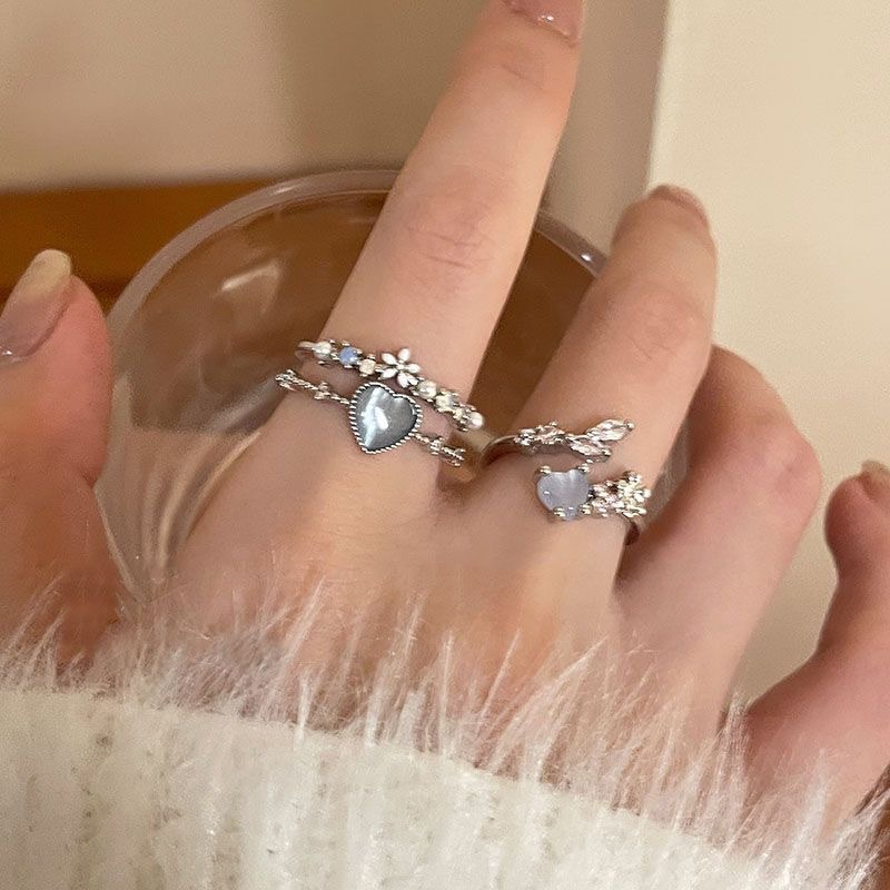 Women's Light Luxury Minority Sea Blue Love Moonlight Zircon Ring