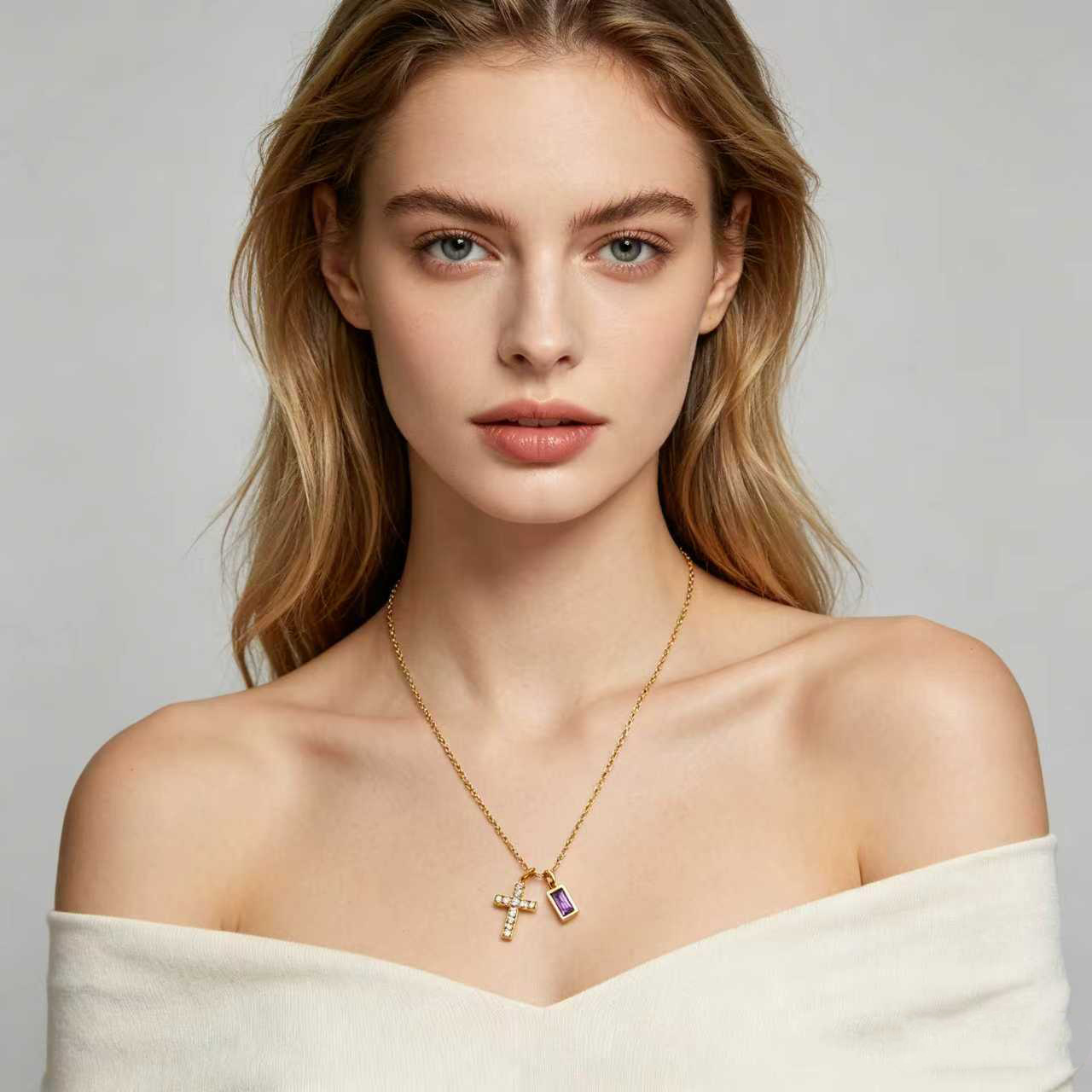 Minimalist Cross Choker Necklace With Cubic ZirconiaDecember Birthstone