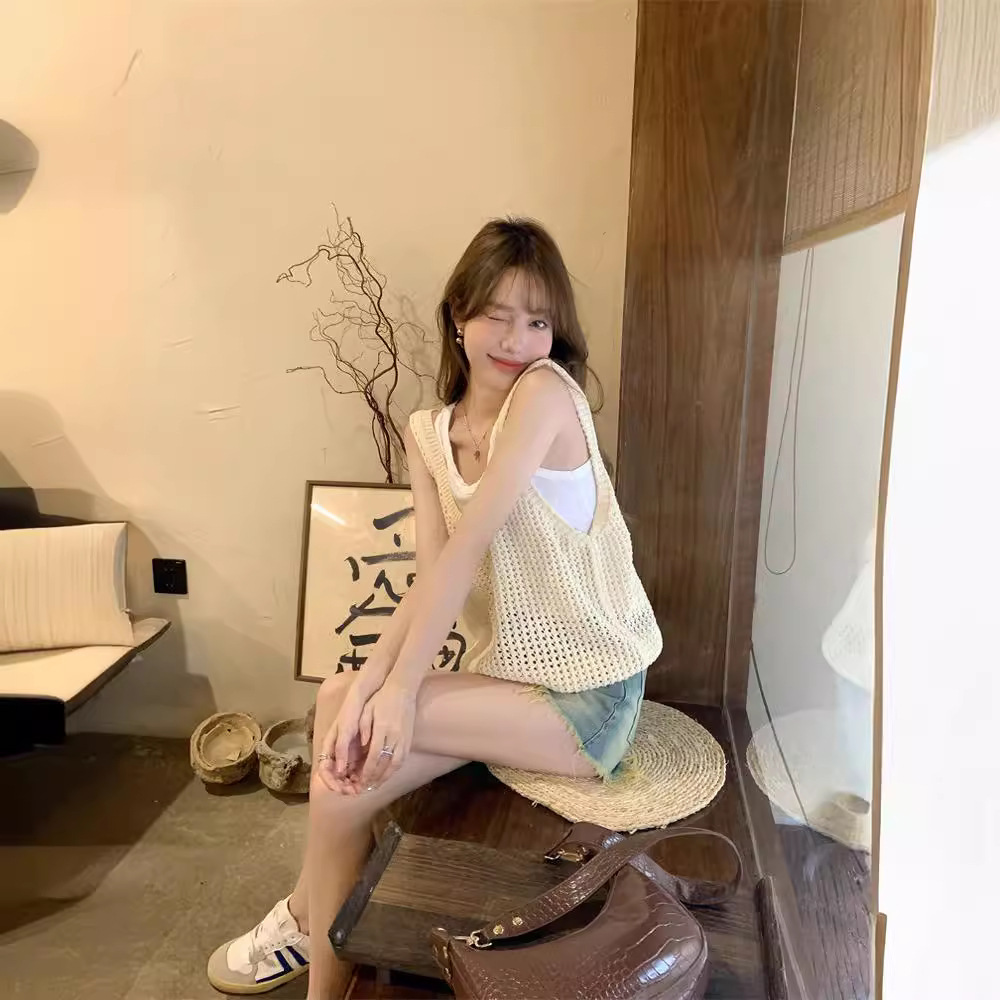 Hollow-out Bandage Dress Sling Women's Summer New Vest Outer Wear Ins Style