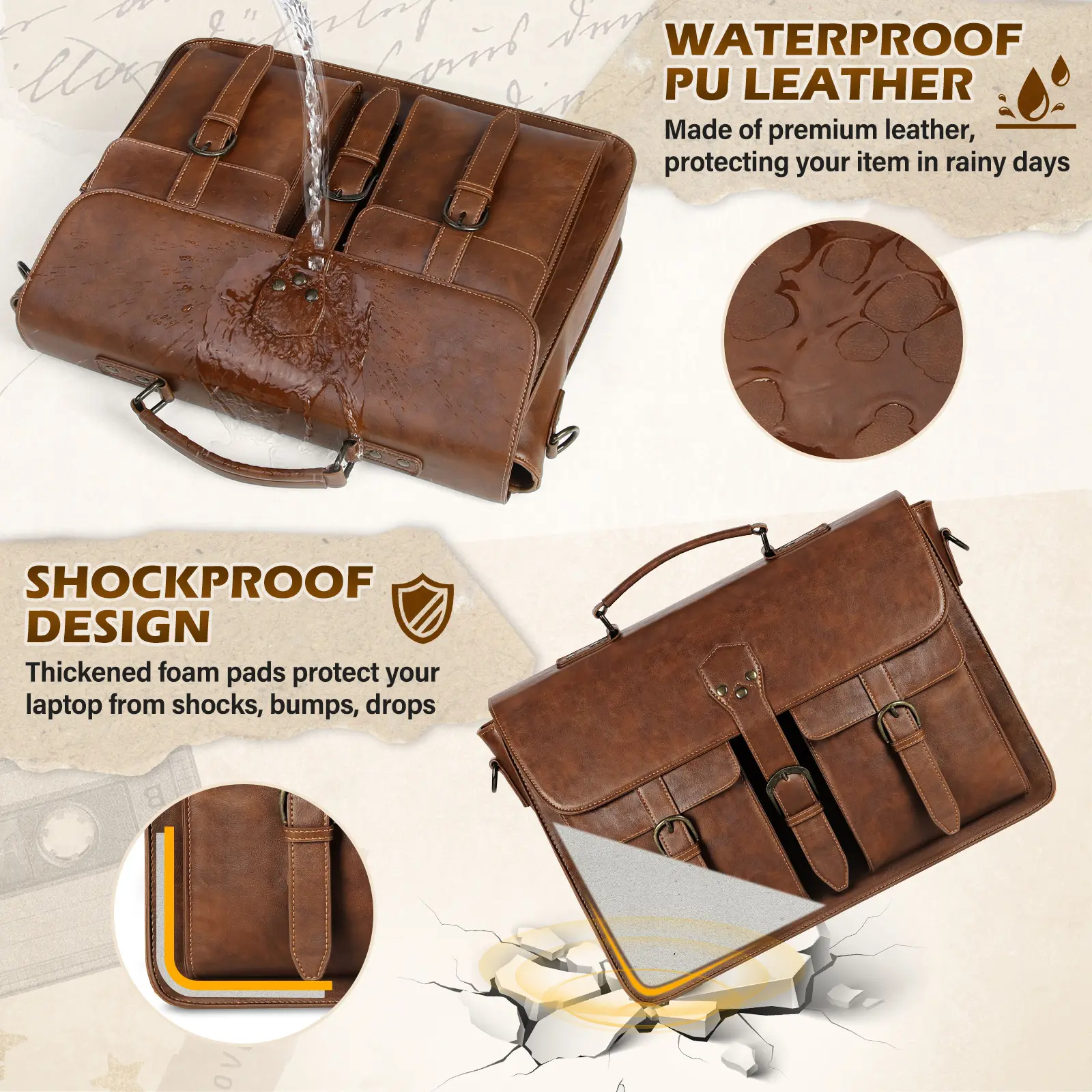 Mens Large Crossbody Bag Business Style, Brown