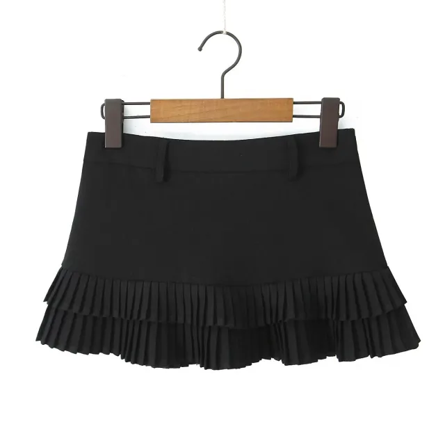 Women's Pleated Mini Skirt Stitching Black - Shop at LoveMi