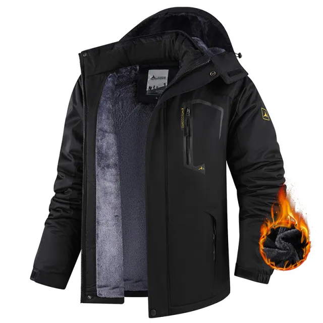 Warm Fleece Outdoor Windproof Mountaineering Cotton Jacket Black - Shop at LoveMi