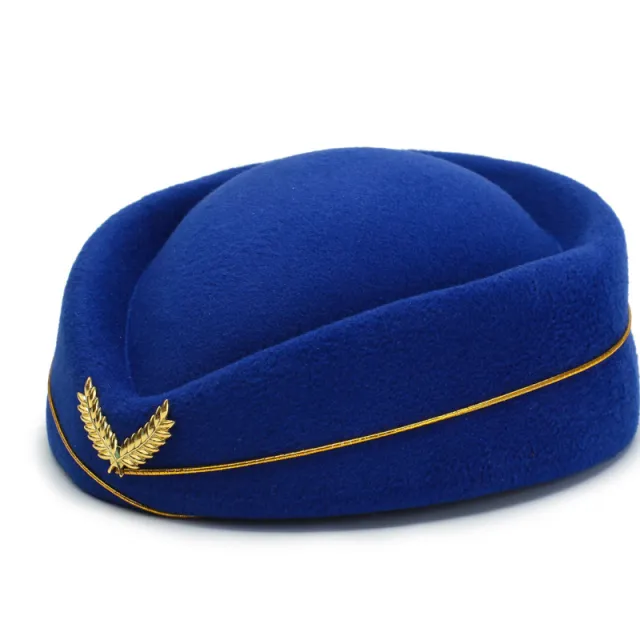 Simple And Versatile Flight Attendant Berry Hat Sapphire Blue - Shop at LoveMi