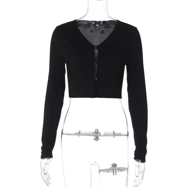 European And American Women's Clothing Fashion Sexy Long sleeved Top Black - Shop at LoveMi