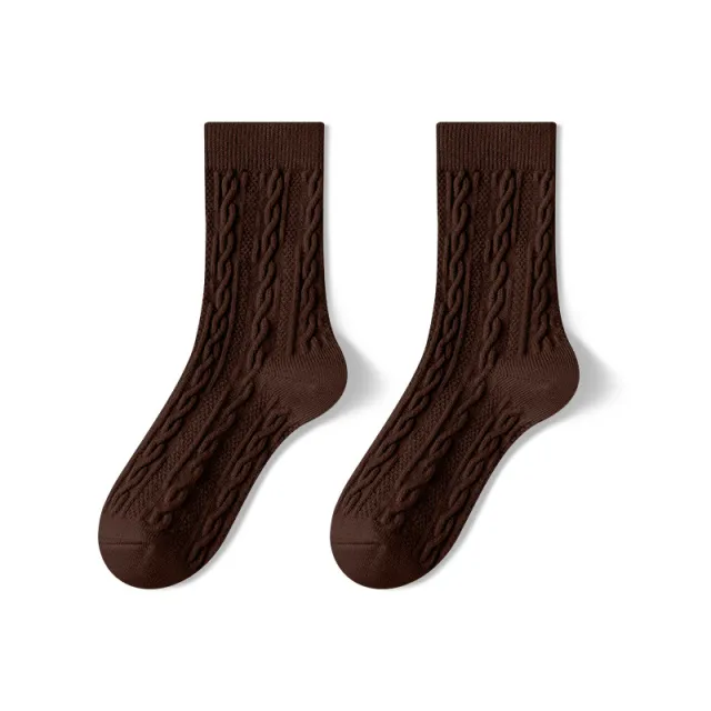 Autumn And Winter Mid calf Boneless Thickened Solid Color Women's Cotton Socks Deep Coffee - Shop at LoveMi