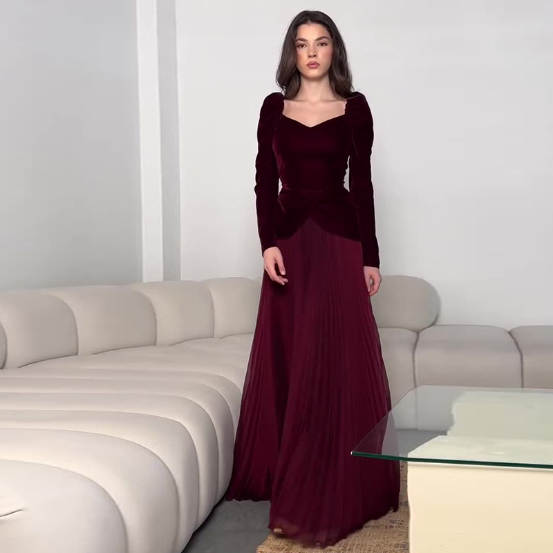 New Socialite Style Stitching Fake Two-piece Elegant Graceful Long Dress For Women