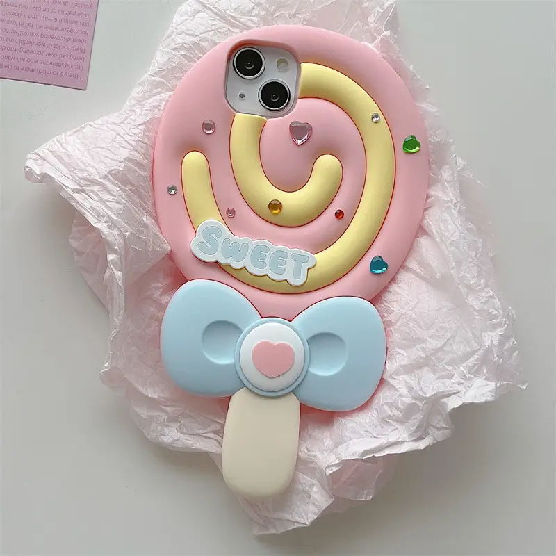 Silicone Phone Case Cute Lollipop Protective Sleeve