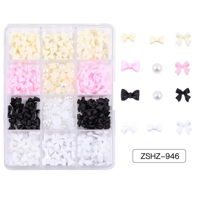 Ribbon Bow Tie Christmas Resin Bow Nail Ornament Mixed Set Box Zshz946 - Shop at LoveMi