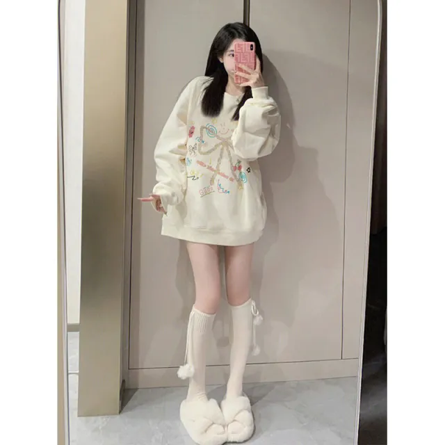 American Plus Size Thin Round Neck Sweater Women Thin Style In Beige - Shop at LoveMi