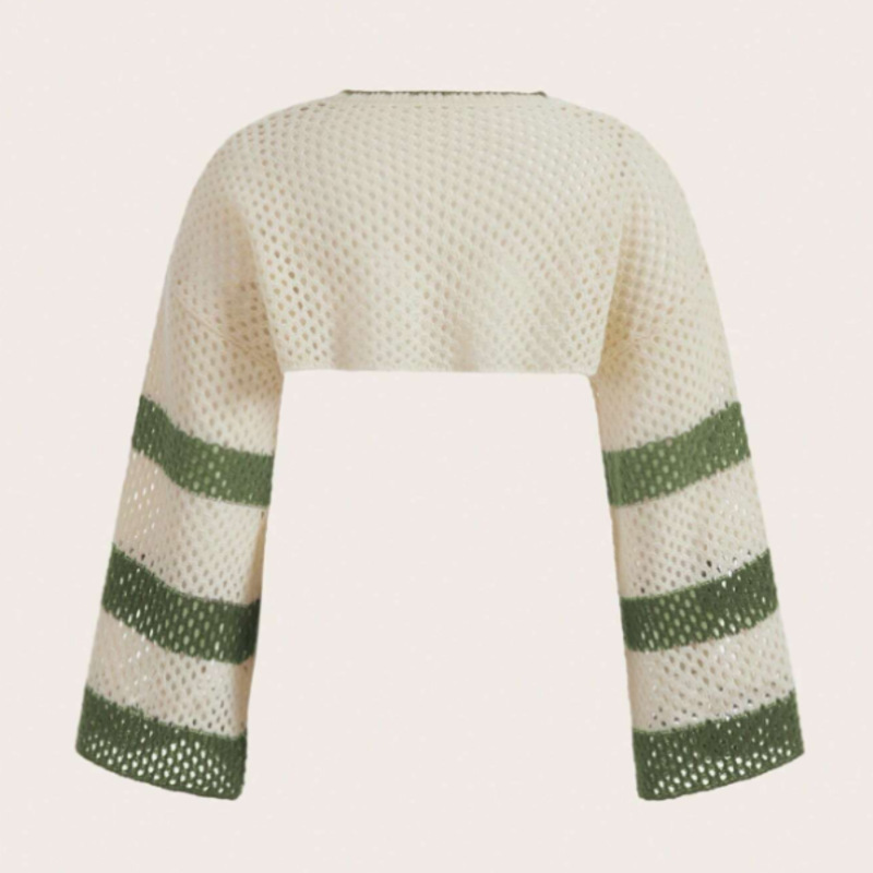 Bell Sleeve Women's Y2g Hollow-out Knitted Blouse Sweater