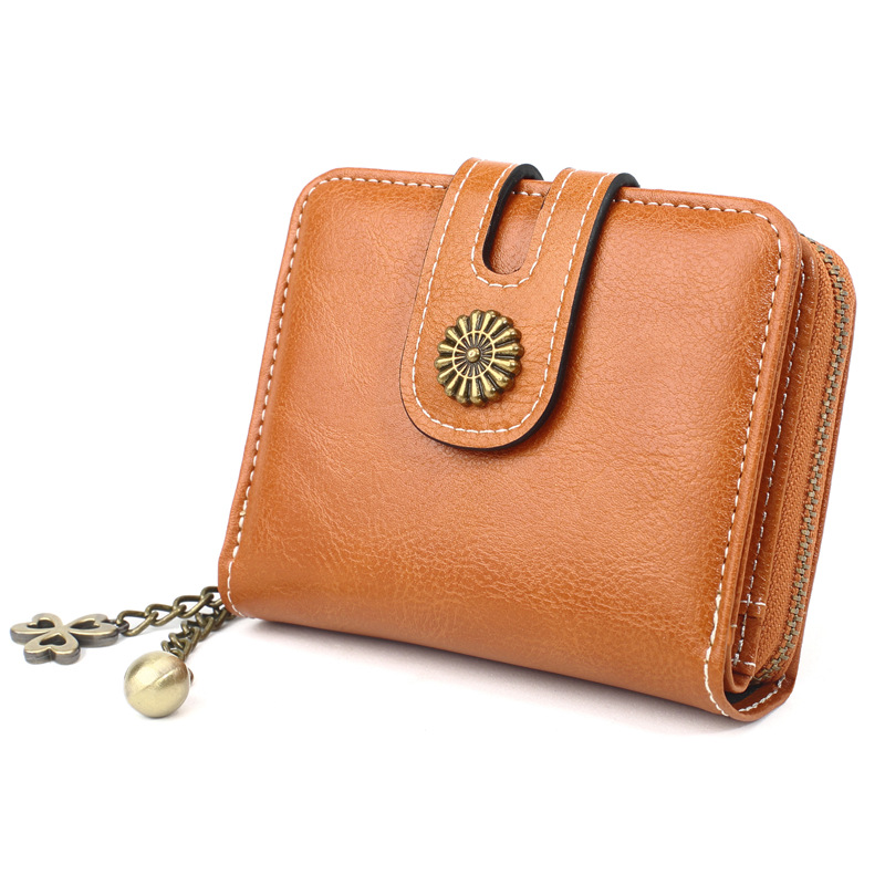 Oily Leather Storage Coin Purse Women's Pendant Small Card Holder Brown - Shop at LoveMi