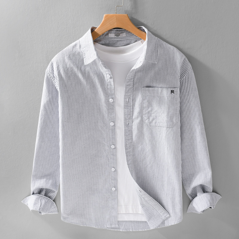SpringAutumn Simple Striped Long Sleeve Shirt
