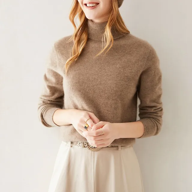 Women's Fashion Cashmere Sweater Loose Slimming Sweater Dark Camel - Shop at LoveMi