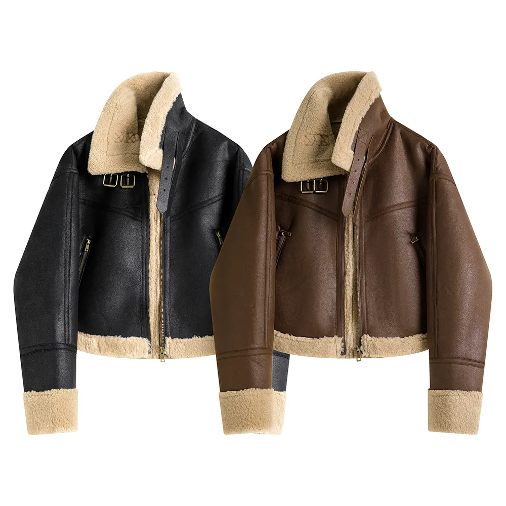 Stand Collar Fur Integrated Lamb Short Coat