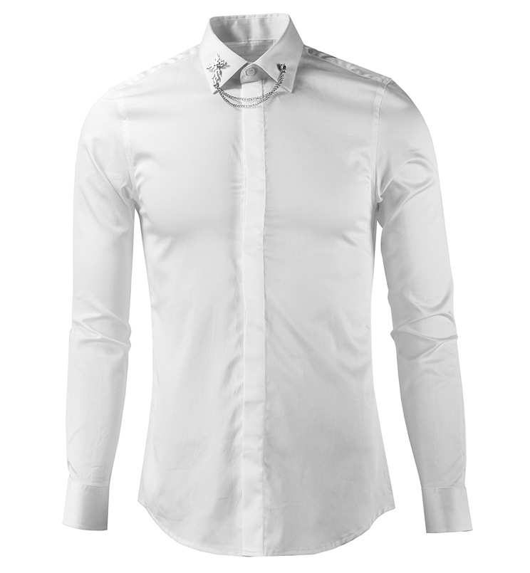 Cloth Element Men's Silver Metal Bow Tie Shirt