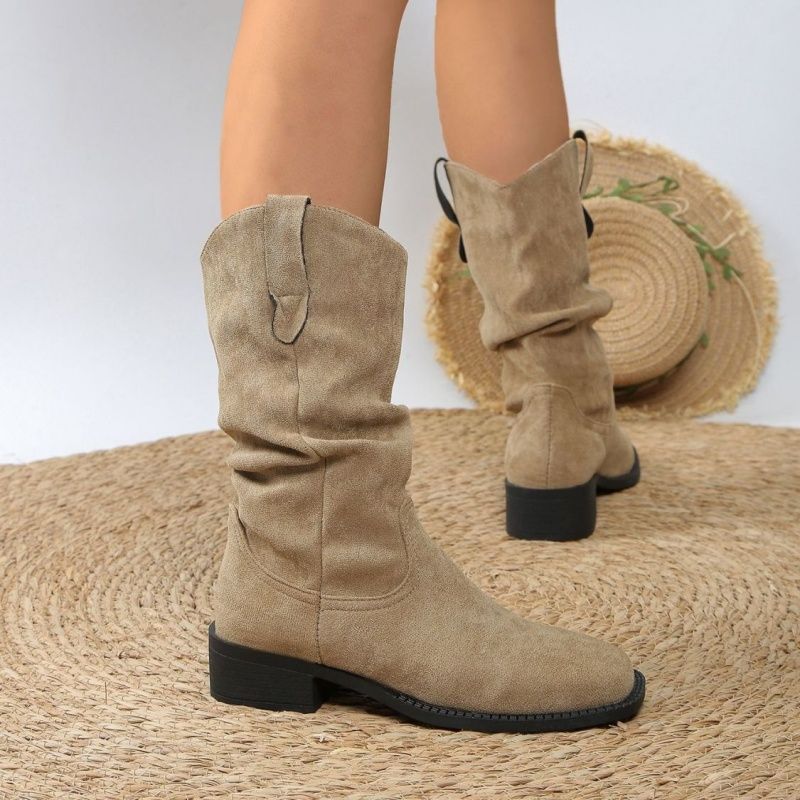 Womens Stylish British-style Chunky-heel Ankle Boots