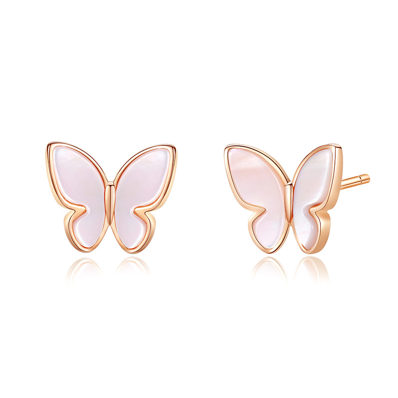 S925 Sterling Silver Rose Gold Advanced Butterfly Studs